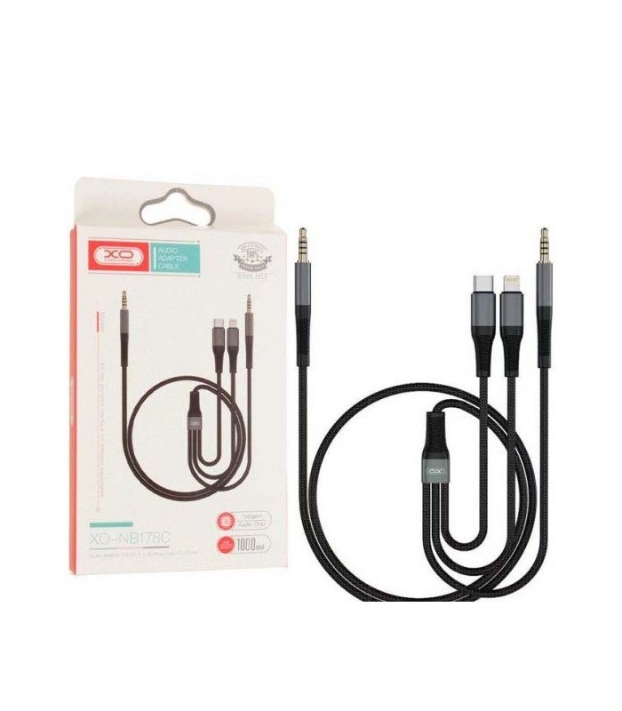 کابل انتقال صدا 2 به 1 لایتنینگ به AUX ایکس او Xo NB178A طول 1 متر